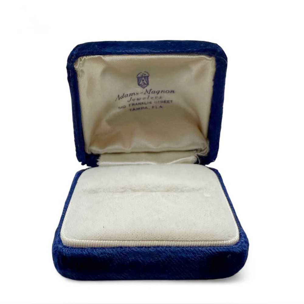 Vintage Royal Blue Velvet Jewelry Ring Presentation Box Adams-Magnon Tampa FL - Picture 1 of 9
